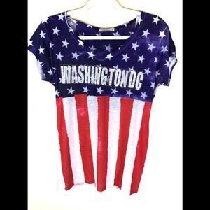 WASHINGTON DC Flag Graphic TShirt Size Medium